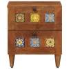  Éjjeliszekrény 2 pcs Barna 40 x 33,5 x 46 cm Tömör Mangófát