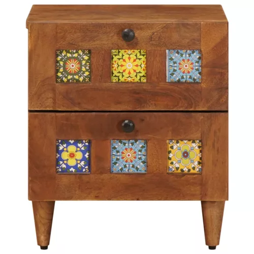  Éjjeliszekrény 2 pcs Barna 40 x 33,5 x 46 cm Tömör Mangófát