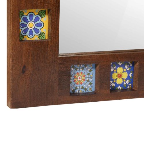  Fürdőszobai tükör tárolóval Dió 50 x 70 x 3 cm Tömör Mangófát