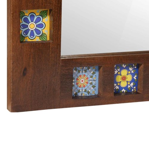  Fürdőszobai tükör tárolóval Dió 50 x 70 x 3 cm Tömör Mangófát