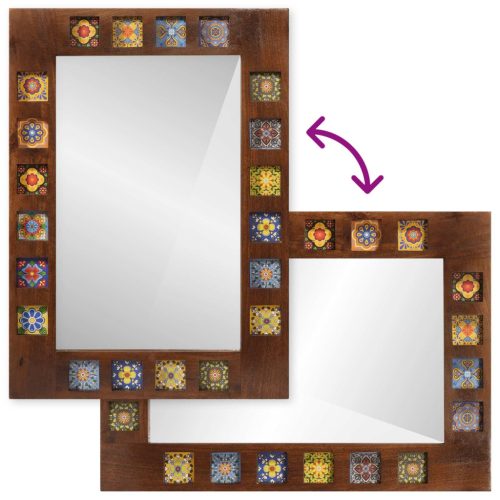  Fürdőszobai tükör tárolóval Dió 50 x 70 x 3 cm Tömör Mangófát