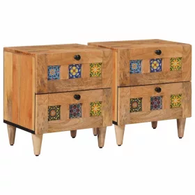    Éjjeliszekrény fiókkal 2 pcs Természetes 40 x 33,5 x 46 cm