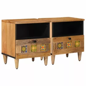    Éjjeliszekrény 2 pcs Természetes 40 x 33 x 46 cm Tömör Mangófát