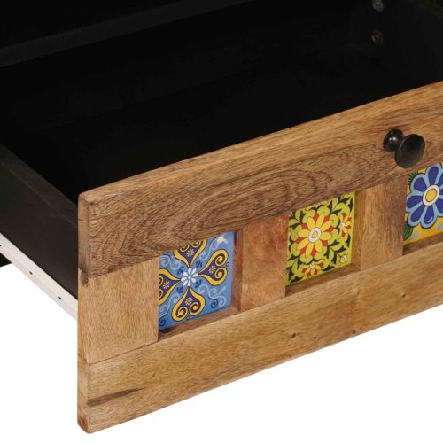  TV szekrény Természetes 80 x 33,5 x 46 cm Tömör Mangófát