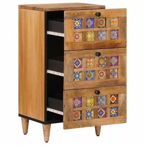  Széf fiókkal Természetes 40 x 33,5 x 75 cm Tömör Mangófát