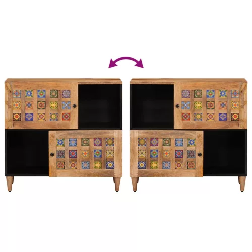  Széf tárolóval Természetes 80 x 33,5 x 75 cm Tömör Mangófát