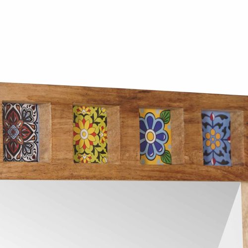  Fürdőszobai tükör Természetes 50 x 70 x 3 cm Tömör Mangófát