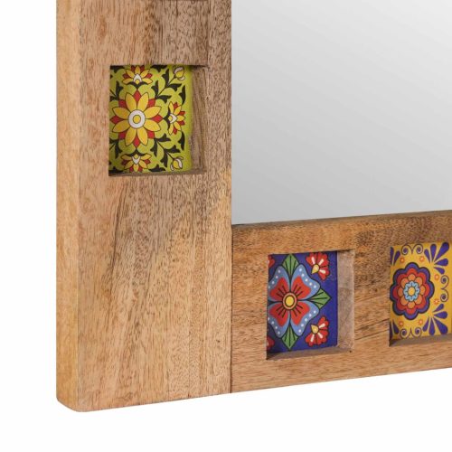  Fürdőszobai tükör Természetes 50 x 70 x 3 cm Tömör Mangófát