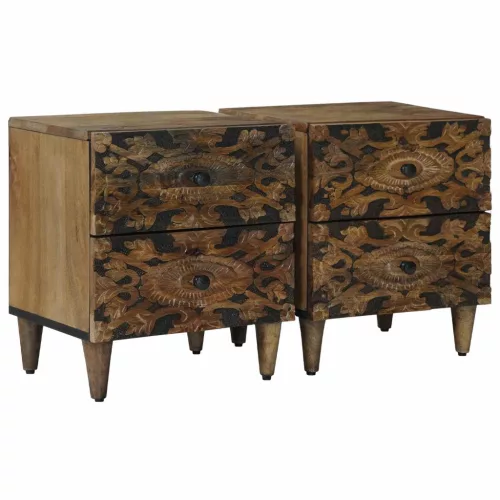  Éjjeliszekrény 2 pcs Barna 40 x 33,5 x 46 cm Tömör Mangófát
