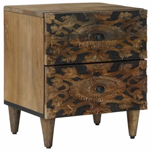  Éjjeliszekrény 2 pcs Barna 40 x 33,5 x 46 cm Tömör Mangófát