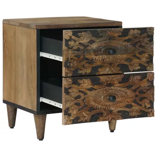  Éjjeliszekrény 2 pcs Barna 40 x 33,5 x 46 cm Tömör Mangófát