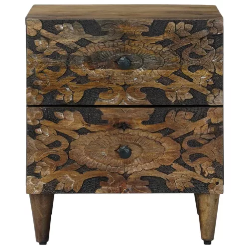  Éjjeliszekrény 2 pcs Barna 40 x 33,5 x 46 cm Tömör Mangófát