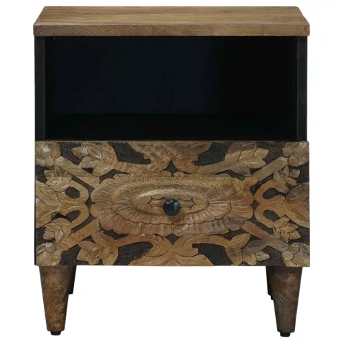  Ágytároló szekrény fiókkal Barna 40 x 33 x 46 cm Tömör Mangófát