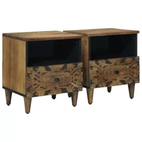    Ágytároló szekrény 2 pcs Barna 40 x 33 x 46 cm Tömör Mangófát