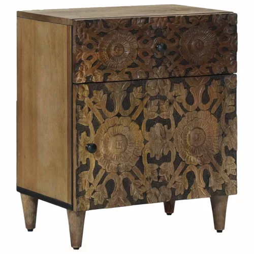  Ágytároló szekrény fiókkal Barna 50 x 33 x 60 cm Tömör Mangófát