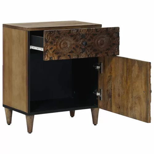  Ágytároló szekrény fiókkal Barna 50 x 33 x 60 cm Tömör Mangófát