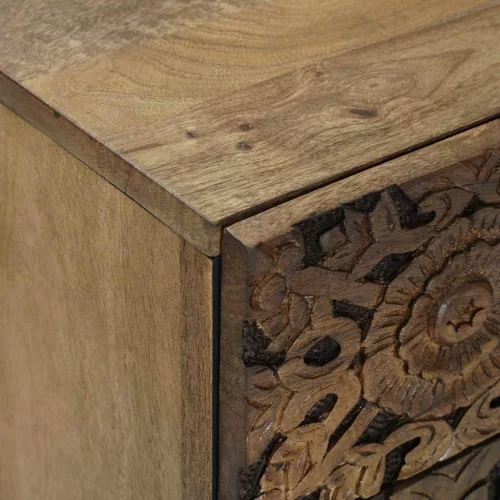  Ágytároló szekrény fiókkal Barna 50 x 33 x 60 cm Tömör Mangófát