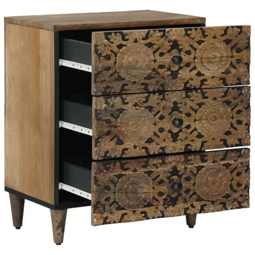  Ágytároló szekrény fiókkal Barna 50 x 33 x 60 cm Tömör Mangófát