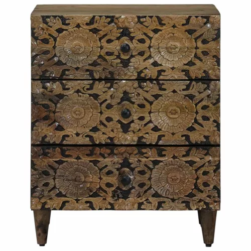  Ágytároló szekrény fiókkal Barna 50 x 33 x 60 cm Tömör Mangófát