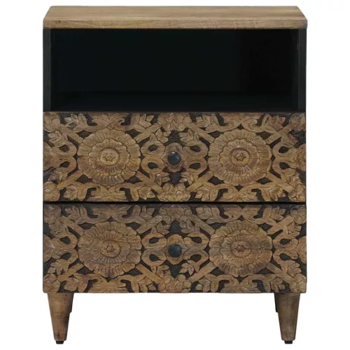  Ágytároló szekrény fiókkal Barna 50 x 33 x 60 cm Tömör Mangófát