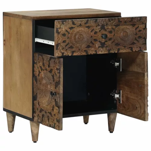  Ágytároló szekrény fiókkal Barna 50 x 33 x 60 cm Tömör Mangófát