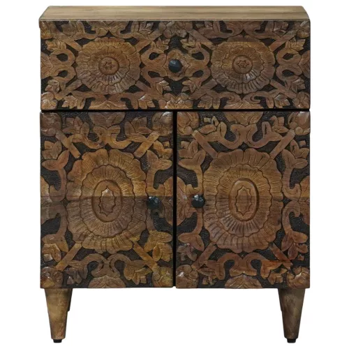  Ágytároló szekrény fiókkal Barna 50 x 33 x 60 cm Tömör Mangófát