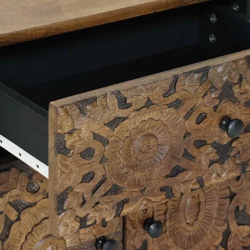  Ágytároló szekrény fiókkal Barna 50 x 33 x 60 cm Tömör Mangófát