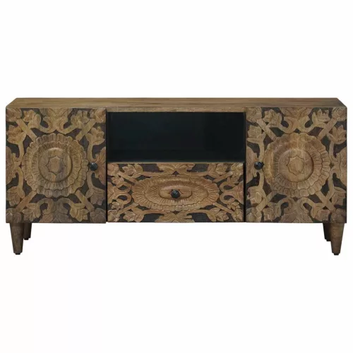  TV szekrény fiókkal Barna 105 x 33,5 x 46 cm Tömör Mangófát