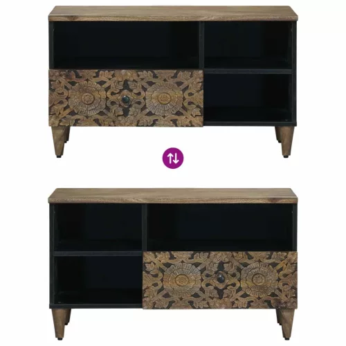  TV szekrény fiókkal Barna 80 x 33,5 x 46 cm Tömör Mangófát