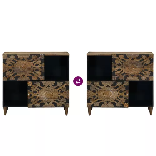  Széf tárolóval ajtóval Barna 80 x 33,5 x 75 cm Tömör Mangófát