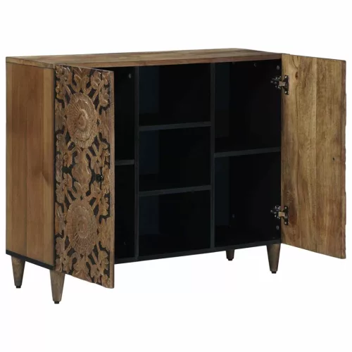  Széf polcokkal tárolóval Barna 90 x 33,5 x 75 cm Tömör Mangófát