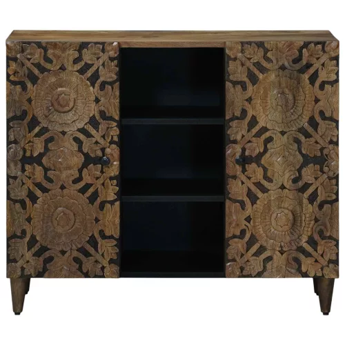  Széf polcokkal tárolóval Barna 90 x 33,5 x 75 cm Tömör Mangófát