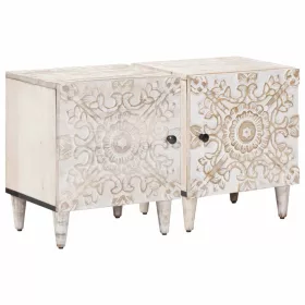    Éjjeliszekrény 2 pcs Fehér 40 x 33,5 x 46 cm Tömör Mangófát