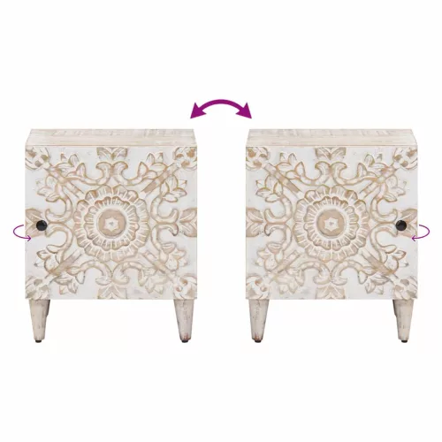  Éjjeliszekrény 2 pcs Fehér 40 x 33,5 x 46 cm Tömör Mangófát