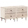  Éjjeliszekrény 2 pcs Fehér 40 x 33,5 x 46 cm Tömör Mangófát