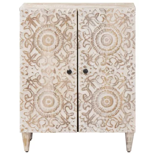  Tároló Szekrény Fehér 60 x 33,5 x 75 cm Tömör Mangófát