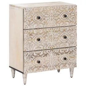    Tároló Szekrény Fehér 60 x 33,5 x 75 cm Tömör Mangófát