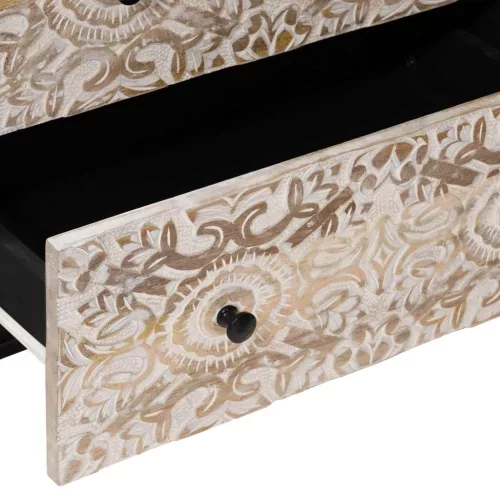  Tároló Szekrény Fehér 60 x 33,5 x 75 cm Tömör Mangófát