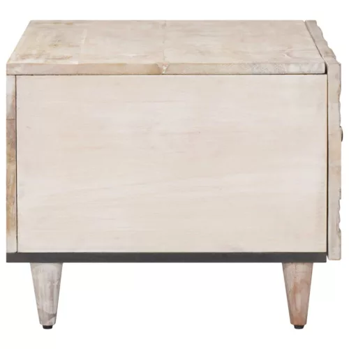  Dohányzóasztal Fehér 80 x 50 x 40 cm Tömör Mangófát