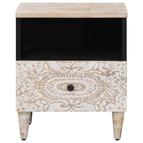  Ágytároló szekrény 2 pcs Fehér 40 x 33 x 46 cm Tömör Mangófát