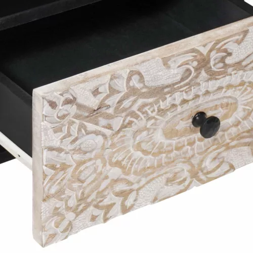  Ágytároló szekrény 2 pcs Fehér 40 x 33 x 46 cm Tömör Mangófát