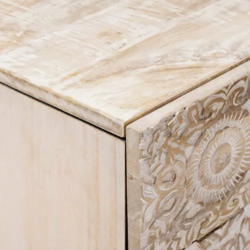  Ágytároló szekrény fiókkal Fehér 50 x 33 x 60 cm Tömör Mangófát