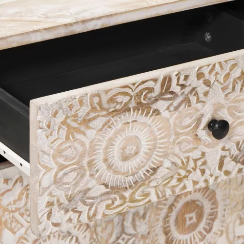  Ágytároló szekrény fiókkal Fehér 50 x 33 x 60 cm Tömör Mangófát