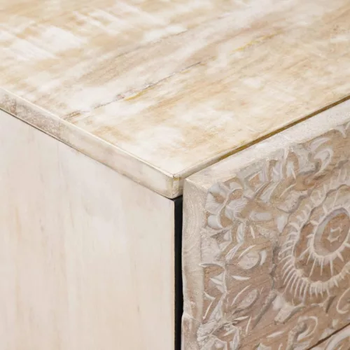  Ágytároló szekrény fiókkal Fehér 50 x 33 x 60 cm Tömör Mangófát