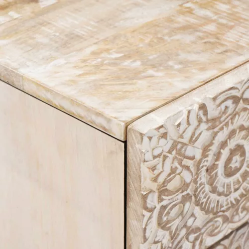  Ágytároló szekrény fiókkal Fehér 50 x 33 x 60 cm Tömör Mangófát