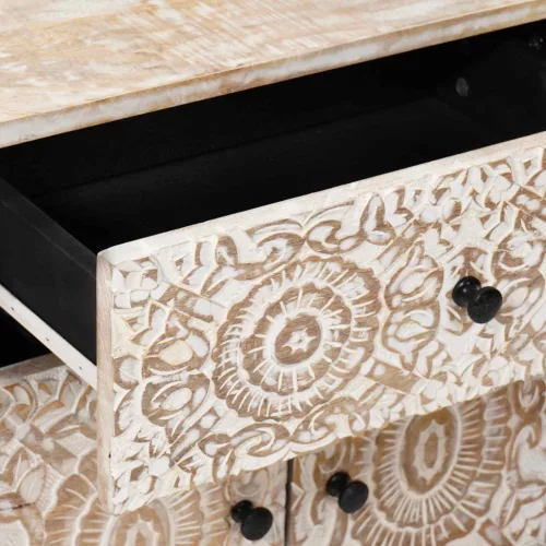  Ágytároló szekrény fiókkal Fehér 50 x 33 x 60 cm Tömör Mangófát