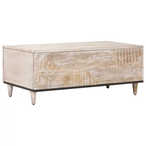  Dohányzóasztal Fehér 100 x 54 x 40 cm Tömör Mangófát