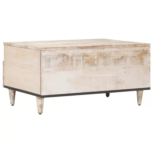  Dohányzóasztal fiókkal Fehér 80 x 54 x 40 cm Tömör Mangófát