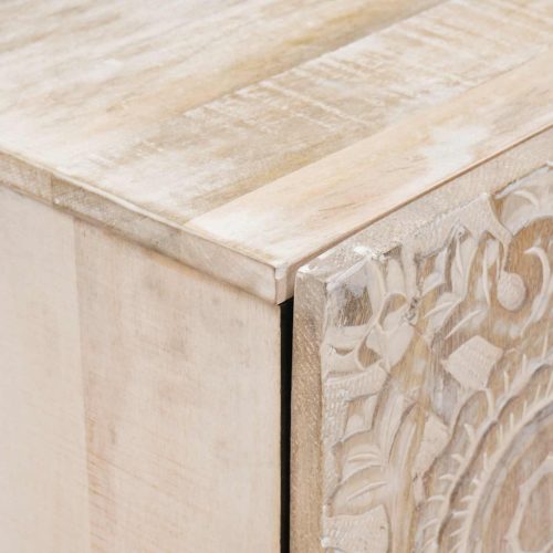  TV szekrény fiókkal Fehér 105 x 33,5 x 46 cm Tömör Mangófát