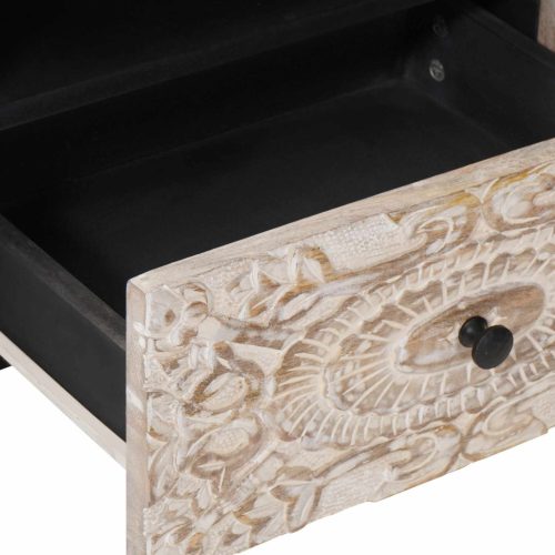  TV szekrény fiókkal Fehér 105 x 33,5 x 46 cm Tömör Mangófát